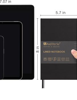 Lined Journal Notebook, 160 Pages, A5 5.7 x 8 inches College Ruled Thick Paper Notebook Journals for Writing, Hardcover Notebooks for Women Men Office School (1 Pack, Black)