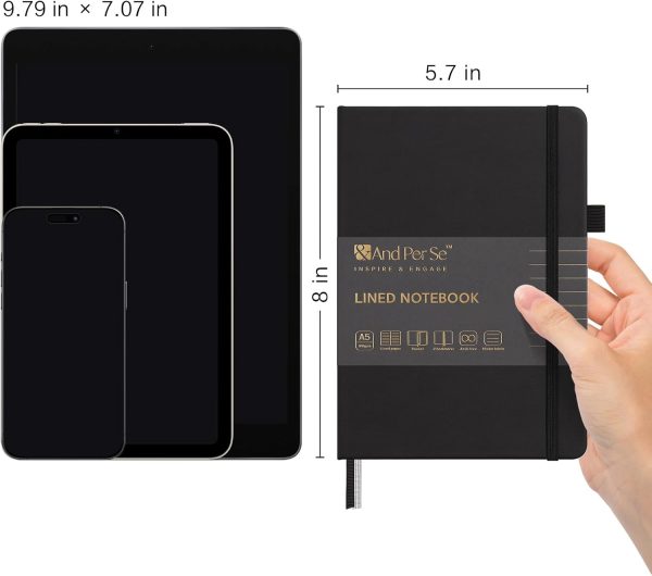 Lined Journal Notebook, 160 Pages, A5 5.7 x 8 inches College Ruled Thick Paper Notebook Journals for Writing, Hardcover Notebooks for Women Men Office School (1 Pack, Black) - Image 2