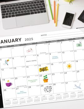 Desk Calendar 2025, 18 Months Calendar Runs from January 2025 to June 2026 – Large 17″ x 12″ Desktop/Wall Monthly Calendar for Home School, or Office – 2025 New Edition, Floral Pattern