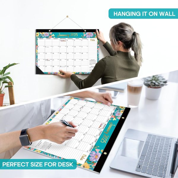 Desk Calendar 2025, 18 Months Calendar Runs from January 2025 to June 2026 - Large 17" x 12" Desktop/Wall Monthly Calendar for Home School, or Office - 2025 New Edition, Floral Pattern - Image 7