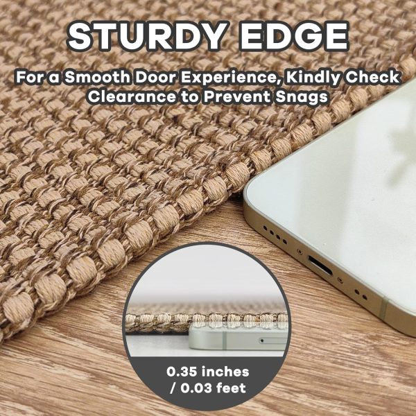 EARTHALL Woven Area Rug 2x3 Ft Washable Rugs for Entryway Braided Non Slip Throw Rugs Door Mat Indoor Outdoor Entrance Small Cotton Woven Carpet for Kitchen Foyer Front Door, Orange/Tan/Brown - Image 2