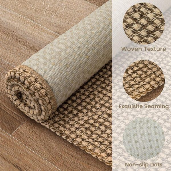 EARTHALL Woven Area Rug 2x3 Ft Washable Rugs for Entryway Braided Non Slip Throw Rugs Door Mat Indoor Outdoor Entrance Small Cotton Woven Carpet for Kitchen Foyer Front Door, Orange/Tan/Brown - Image 5