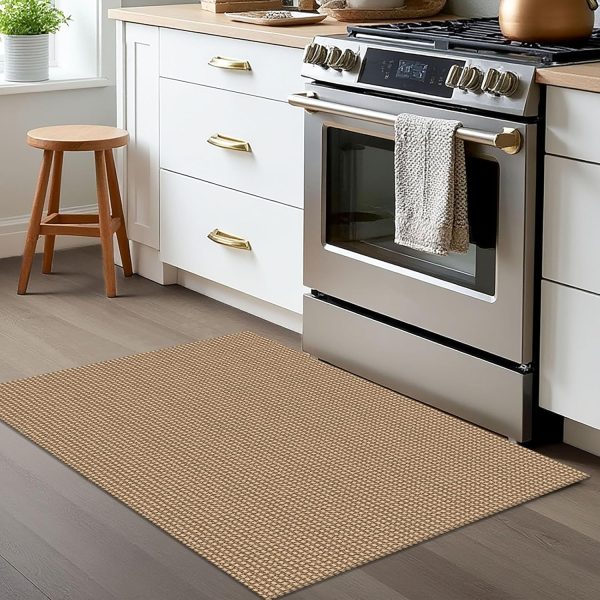 EARTHALL Woven Area Rug 2x3 Ft Washable Rugs for Entryway Braided Non Slip Throw Rugs Door Mat Indoor Outdoor Entrance Small Cotton Woven Carpet for Kitchen Foyer Front Door, Orange/Tan/Brown - Image 7