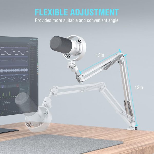 FIFINE Dynamic Microphone with Boom Arm, Studio Vocal XLR Microphone, Podcast USB Mic Kit for PC with Mute Button, Volume Knob, Headphone Jack, for Streaming Recording-AmpliTank K688CT White - Image 7