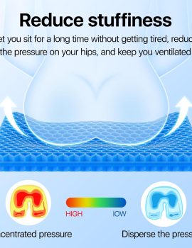 Gel Seat Cushion, Cooling seat Cushion (Super Large & Thick), Breathable Honeycomb Design Absorbs Pressure Points Seat Cushion, Gel Cushion for Office Chair, Home Car seat Cushion for Wheelchair
