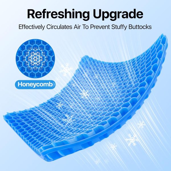 Gel Seat Cushion, Cooling seat Cushion (Super Large & Thick), Breathable Honeycomb Design Absorbs Pressure Points Seat Cushion, Gel Cushion for Office Chair, Home Car seat Cushion for Wheelchair - Image 3