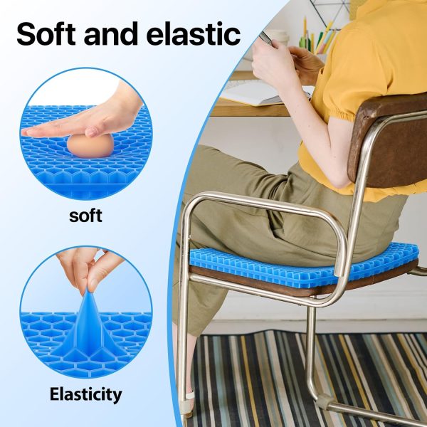 Gel Seat Cushion, Cooling seat Cushion (Super Large & Thick), Breathable Honeycomb Design Absorbs Pressure Points Seat Cushion, Gel Cushion for Office Chair, Home Car seat Cushion for Wheelchair - Image 4