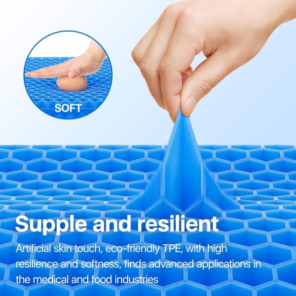 Gel Seat Cushion, Cooling seat Cushion (Super Large & Thick), Breathable Honeycomb Design Absorbs Pressure Points Seat Cushion, Gel Cushion for Office Chair, Home Car seat Cushion for Wheelchair - Image 5