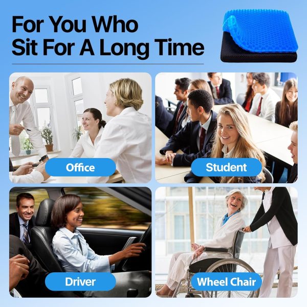 Gel Seat Cushion, Cooling seat Cushion (Super Large & Thick), Breathable Honeycomb Design Absorbs Pressure Points Seat Cushion, Gel Cushion for Office Chair, Home Car seat Cushion for Wheelchair - Image 7