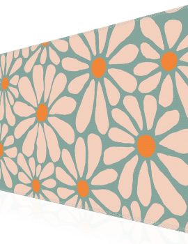 iCasso Desk Mat, XXL Large Mouse Pad, Anti-Slip Big Mousepad with Stitched Edges, Work & Gaming (Green Floral)
