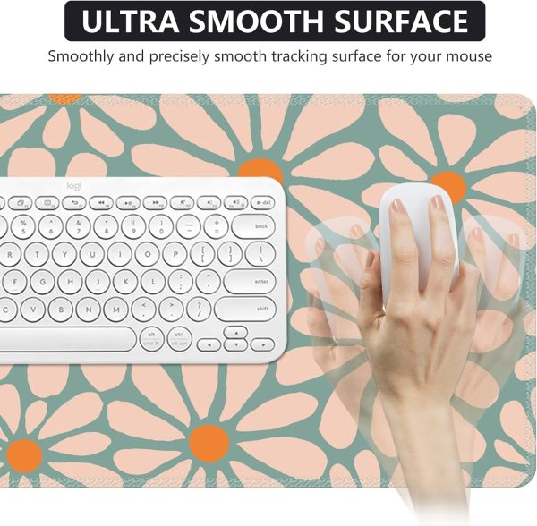 iCasso Desk Mat, XXL Large Mouse Pad, Anti-Slip Big Mousepad with Stitched Edges, Work & Gaming (Green Floral) - Image 5