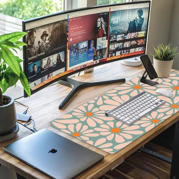iCasso Desk Mat, XXL Large Mouse Pad, Anti-Slip Big Mousepad with Stitched Edges, Work & Gaming (Green Floral) - Image 6