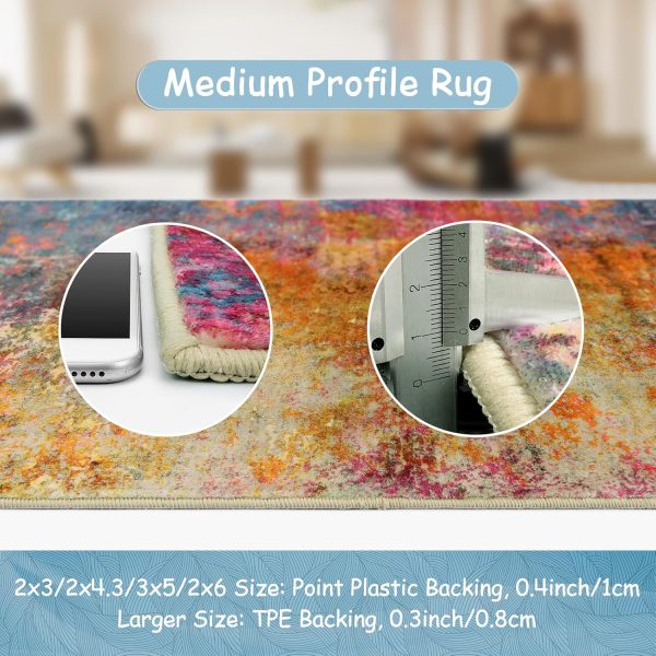 Lahome Modern Abstract Area Rug - 3x5 Washable Kitchen Rugs Colorful Bedroom Rug Non Slip Entryway Rugs, Rainbow Contemporary Indoor Floor Accent Carpet for Kitchen Sink Living Bathroom Doorway - Image 4