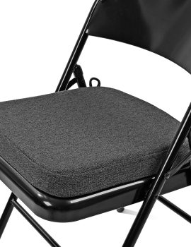 SINOSSO Thickened 2″ Memory Foam Folding Chair Cushion 1 Pcs, Square Kitchen Chair Pad with Ties, Indoor Non-Slip Dining Chair Seat Cushion (1 Pcs, Dark Gray)