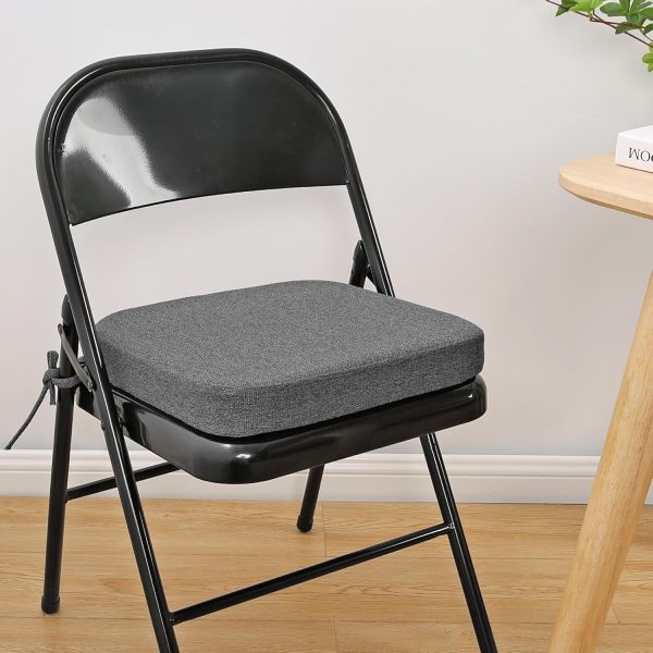 SINOSSO Thickened 2" Memory Foam Folding Chair Cushion 1 Pcs, Square Kitchen Chair Pad with Ties, Indoor Non-Slip Dining Chair Seat Cushion (1 Pcs, Dark Gray) - Image 4
