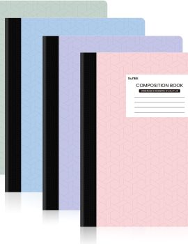 SUNEE Composition Notebooks (4 Pack) – Wide Ruled Paper, Composition Book, 9 3/4″ x 7 1/2″, 80 Sheets/160 Pages, Assorted Colors, School & Office Supplies