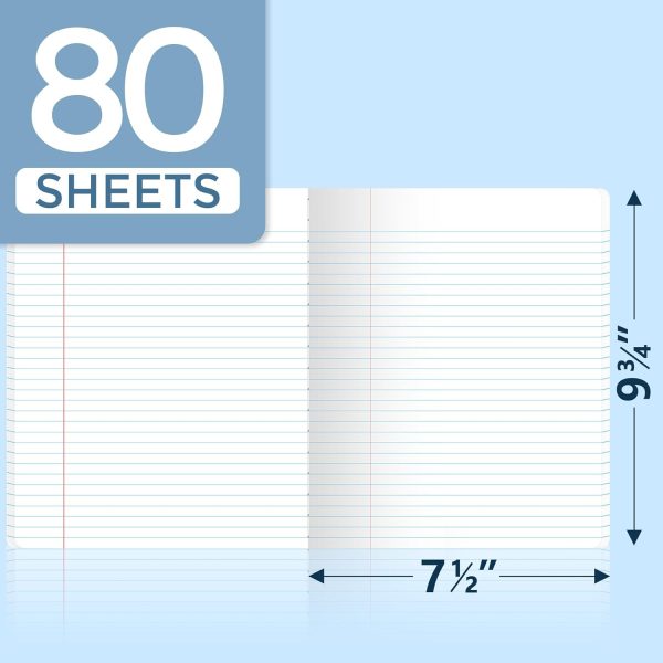 SUNEE Composition Notebooks (4 Pack) - Wide Ruled Paper, Composition Book, 9 3/4" x 7 1/2", 80 Sheets/160 Pages, Assorted Colors, School & Office Supplies - Image 2