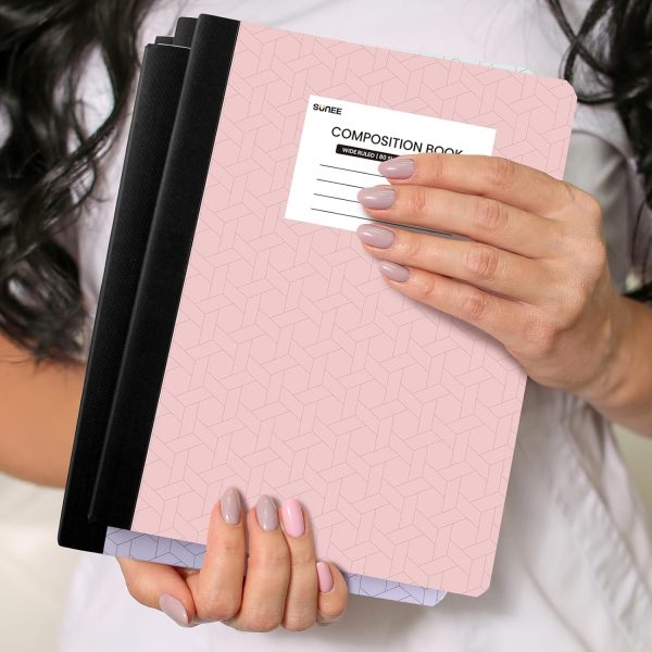 SUNEE Composition Notebooks (4 Pack) - Wide Ruled Paper, Composition Book, 9 3/4" x 7 1/2", 80 Sheets/160 Pages, Assorted Colors, School & Office Supplies - Image 7