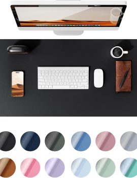YSAGi Leather Desk Protector, Office Mat, Large Mouse Mat, Non-Slip PU Leather Blotter, Laptop Desk Mat, Waterproof Writing Pad for Office and Home (Black, 31.5″ x 15.8″)
