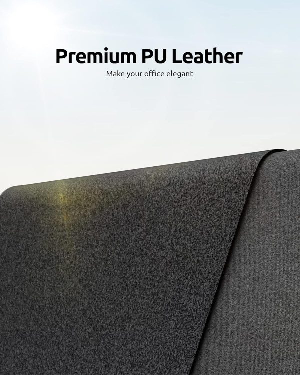 YSAGi Leather Desk Protector, Office Mat, Large Mouse Mat, Non-Slip PU Leather Blotter, Laptop Desk Mat, Waterproof Writing Pad for Office and Home (Black, 31.5" x 15.8") - Image 2