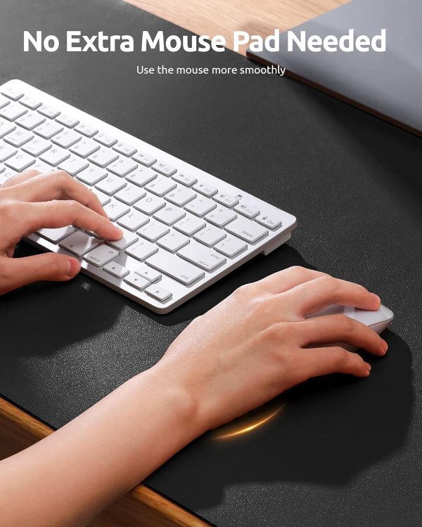 YSAGi Leather Desk Protector, Office Mat, Large Mouse Mat, Non-Slip PU Leather Blotter, Laptop Desk Mat, Waterproof Writing Pad for Office and Home (Black, 31.5" x 15.8") - Image 3