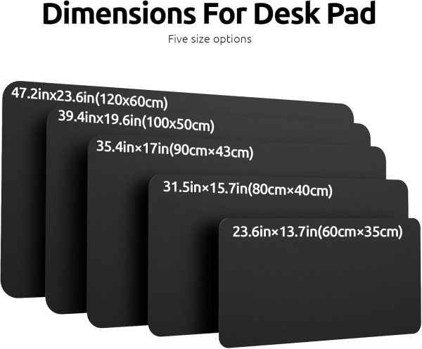 YSAGi Leather Desk Protector, Office Mat, Large Mouse Mat, Non-Slip PU Leather Blotter, Laptop Desk Mat, Waterproof Writing Pad for Office and Home (Black, 31.5" x 15.8") - Image 8